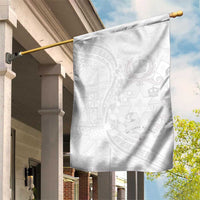 Tonga Faka Sepitema Garden Flag Ngatu Pattern with Plumeria and Hibiscus LT03 House Flag White - Polynesian Pride