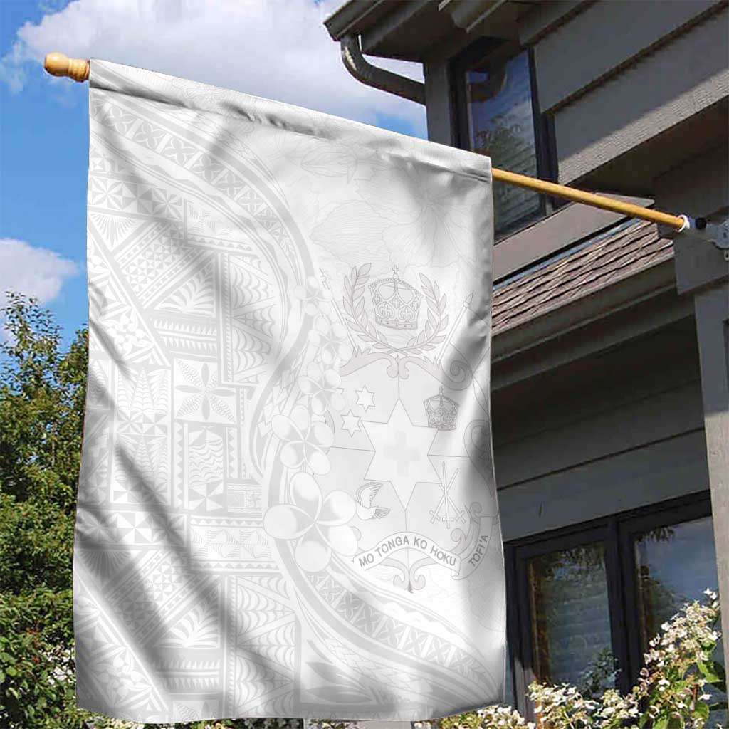 Tonga Faka Sepitema Garden Flag Ngatu Pattern with Plumeria and Hibiscus LT03 - Polynesian Pride