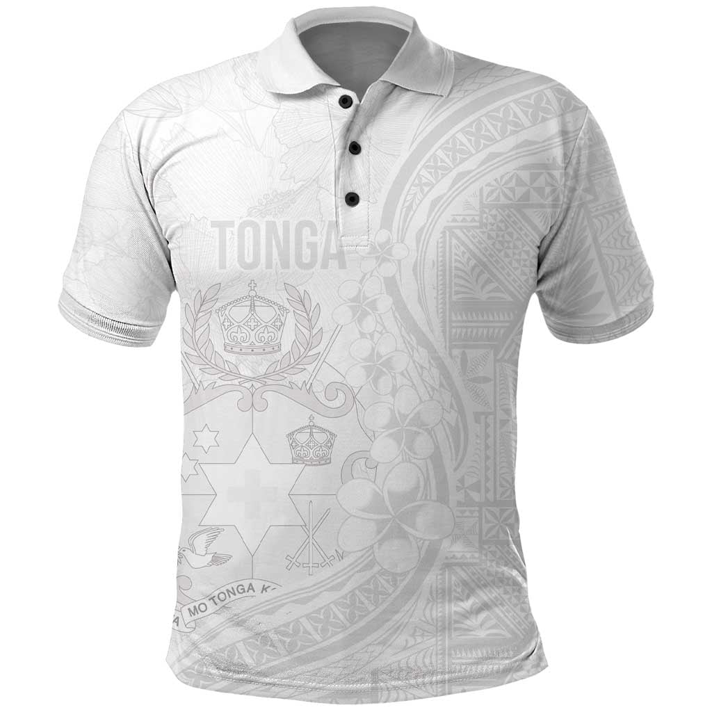 Tonga Faka Sepitema Polo Shirt Ngatu Pattern with Plumeria and Hibiscus