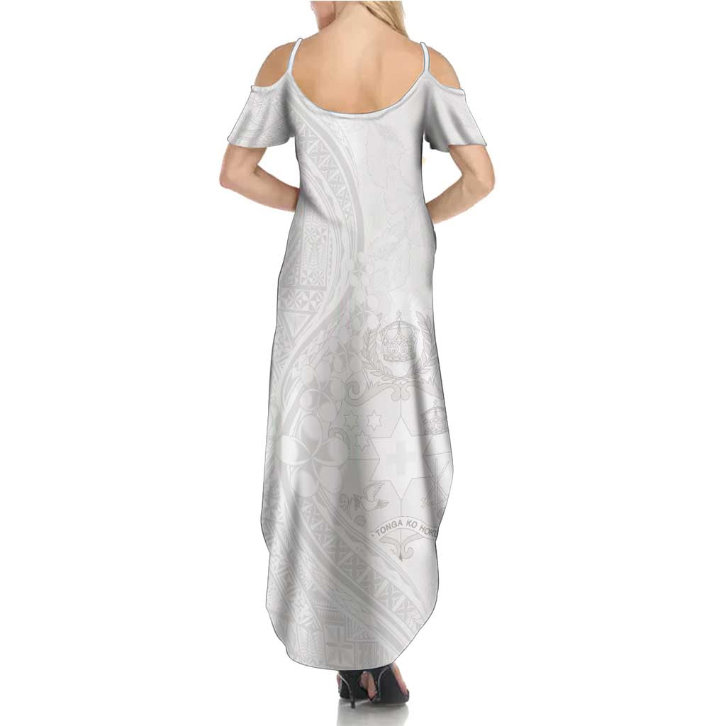 Tonga Faka Sepitema Summer Maxi Dress Ngatu Pattern with Plumeria and Hibiscus LT03 - Polynesian Pride