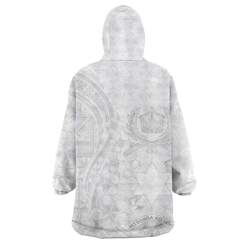 Tonga Faka Sepitema Wearable Blanket Hoodie Ngatu Pattern with Plumeria and Hibiscus