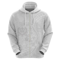 Tonga Faka Sepitema Zip Hoodie Ngatu Pattern with Plumeria and Hibiscus
