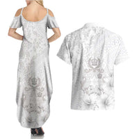 Tonga Faka Sepitema Couples Matching Summer Maxi Dress and Hawaiian Shirt Ngatu and Floral Pattern with Blooming Hibiscus