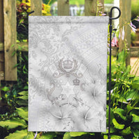 Tonga Faka Sepitema Garden Flag Ngatu and Floral Pattern with Blooming Hibiscus LT03 Garden Flag White - Polynesian Pride