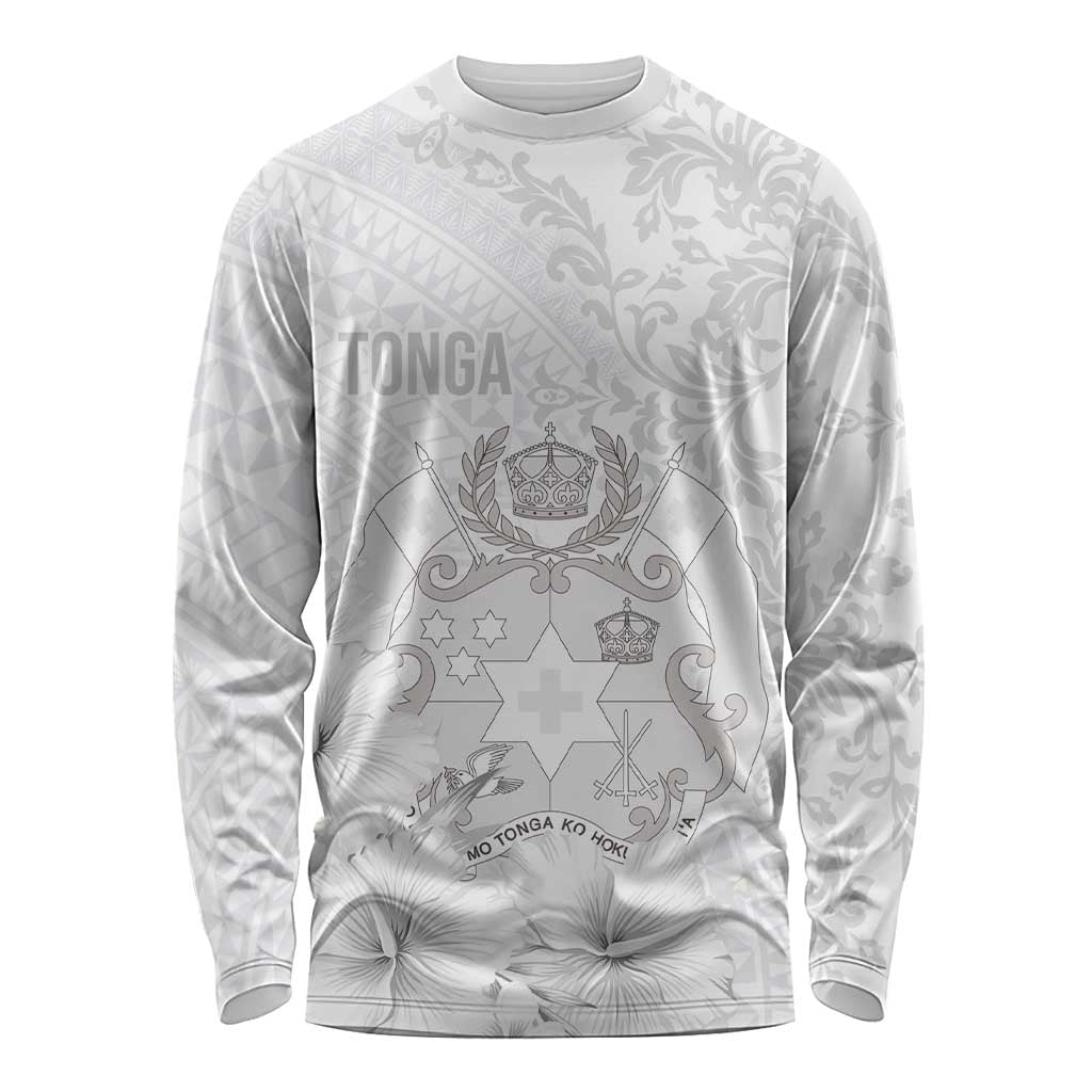 Tonga Faka Sepitema Long Sleeve Shirt Ngatu and Floral Pattern with Blooming Hibiscus