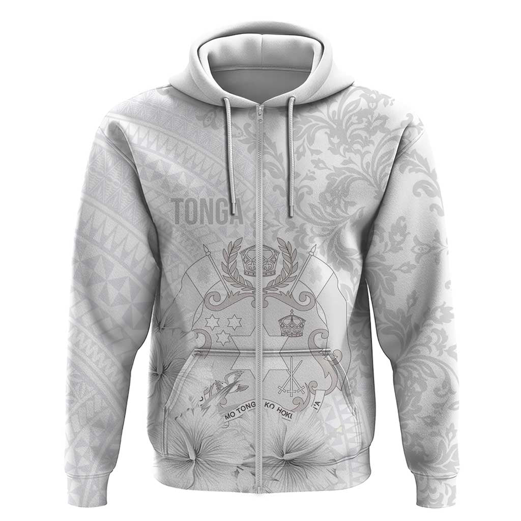 Tonga Faka Sepitema Zip Hoodie Ngatu and Floral Pattern with Blooming Hibiscus