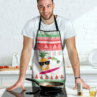 Hawaiian Mele Kalikimaka Apron Funny Pineapple Surfing with Map Christmas Stripe Elements LT03 - Polynesian Pride