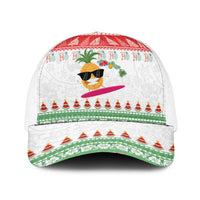 Hawaiian Mele Kalikimaka Baseball Net Cap Funny Pineapple Surfing with Map Christmas Stripe Elements LT03 One Size White Multicolor - Polynesian Pride