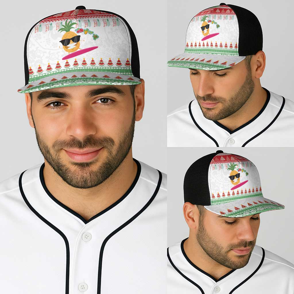 Hawaiian Mele Kalikimaka Baseball Net Cap Funny Pineapple Surfing with Map Christmas Stripe Elements LT03 - Polynesian Pride