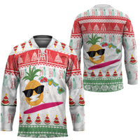 Hawaiian Mele Kalikimaka Hockey Jersey Funny Pineapple Surfing with Map Christmas Stripe Elements LT03 - Polynesian Pride