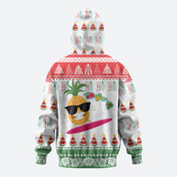 Hawaiian Mele Kalikimaka Hoodie Funny Pineapple Surfing with Map Christmas Stripe Elements LT03 - Polynesian Pride