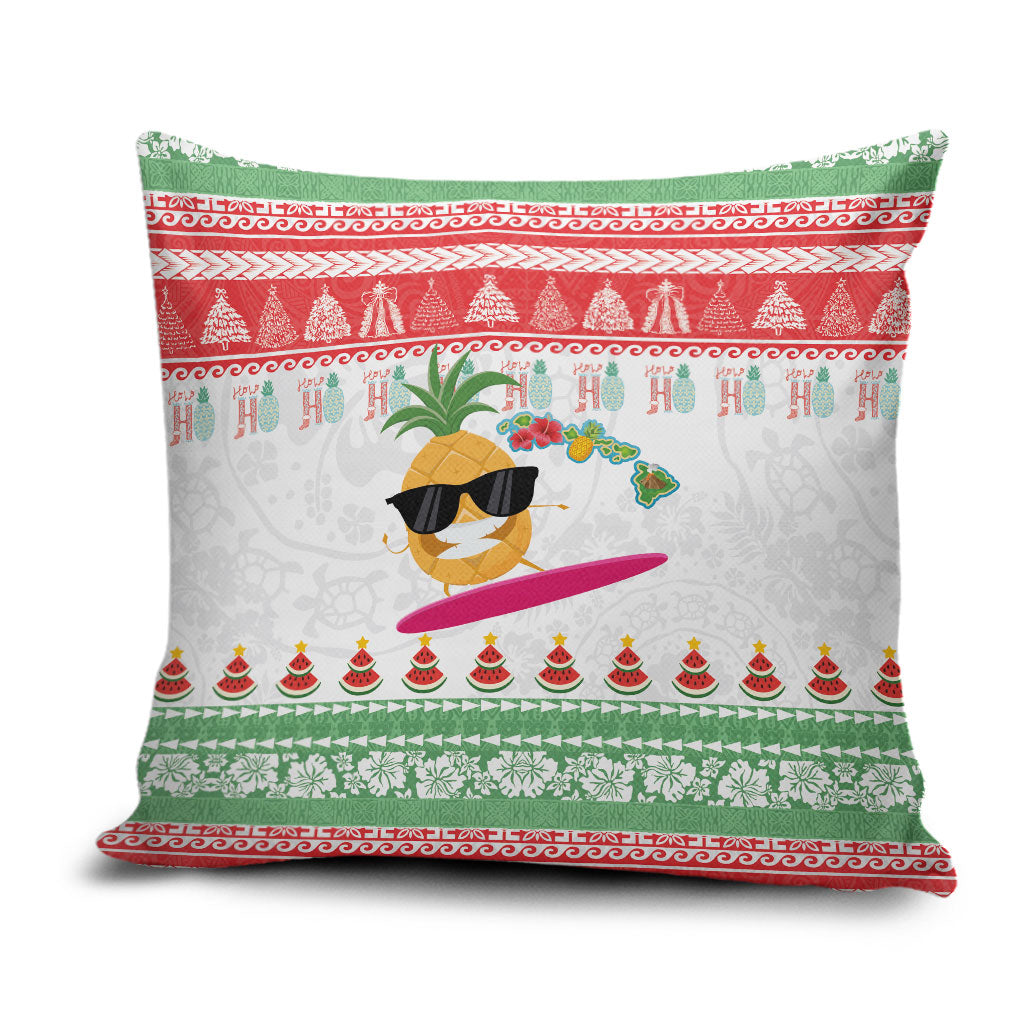 Hawaiian Mele Kalikimaka Pillow Cover Funny Pineapple Surfing with Map Christmas Stripe Elements LT03 Multicolor - Polynesian Pride
