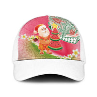 Hawaiian Watermelon Mele Kalikimaka Baseball Net Cap Tropical Tribal Pattern with Funny Santa Claus LT03 One Size White Multicolor - Polynesian Pride