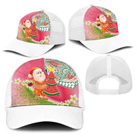 Hawaiian Watermelon Mele Kalikimaka Baseball Net Cap Tropical Tribal Pattern with Funny Santa Claus LT03 - Polynesian Pride