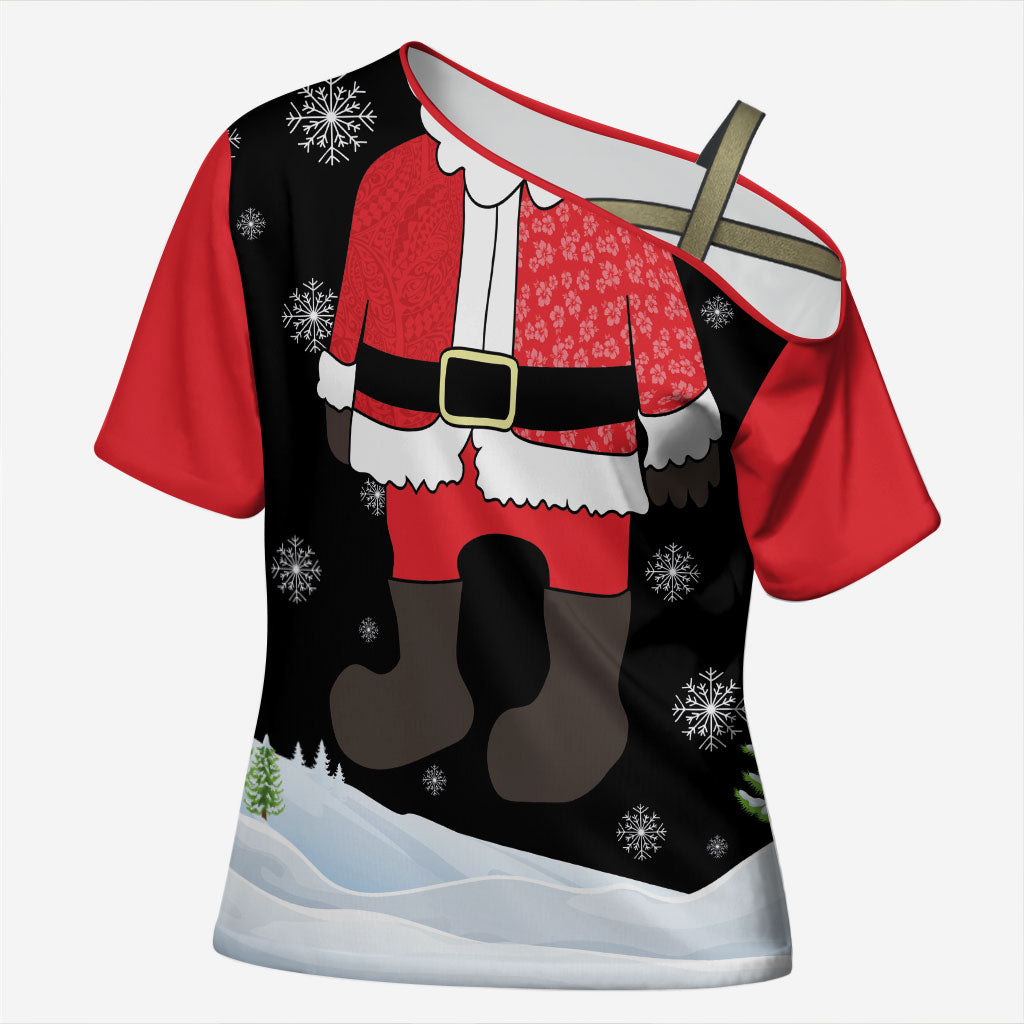 Polynesian Santa Claus Costume Funny Cross Shoulder Shirt LT03 Female Multicolor - Polynesian Pride