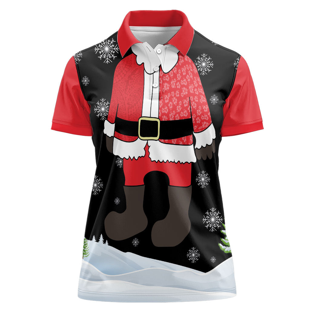 Polynesian Santa Claus Costume Funny Women Polo Shirt LT03 Female Multicolor - Polynesian Pride