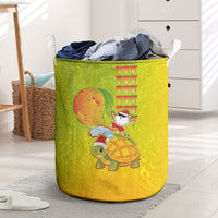 Hawaiian Mango Mele Kalikimaka Laundry Basket Santa Claus Surfing with Turtle Mango Christmas LT03 Multicolor - Polynesian Pride