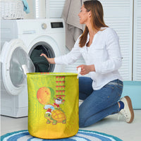 Hawaiian Mango Mele Kalikimaka Laundry Basket Santa Claus Surfing with Turtle Mango Christmas LT03 - Polynesian Pride