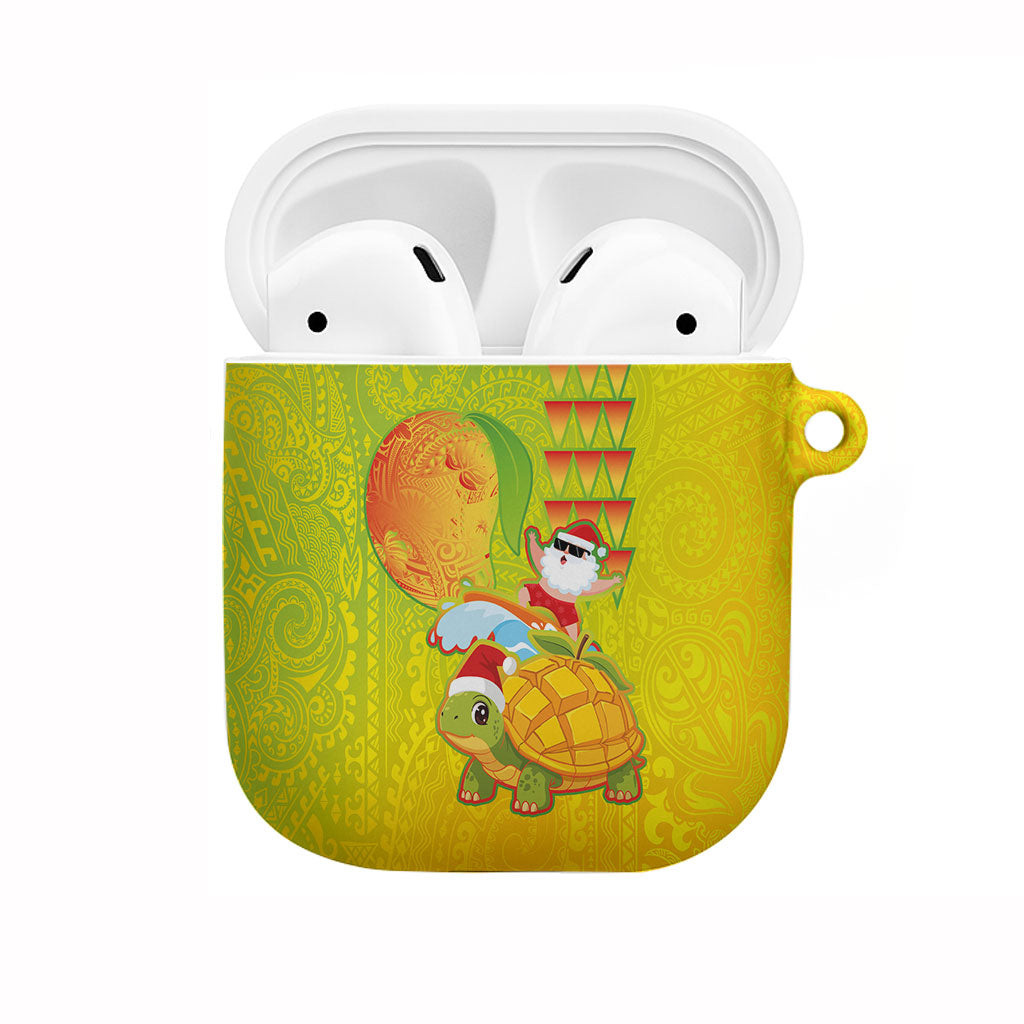 Hawaiian Mango Mele Kalikimaka AirPods Case Santa Claus Surfing with Turtle Mango Christmas LT03 Multicolor - Polynesian Pride