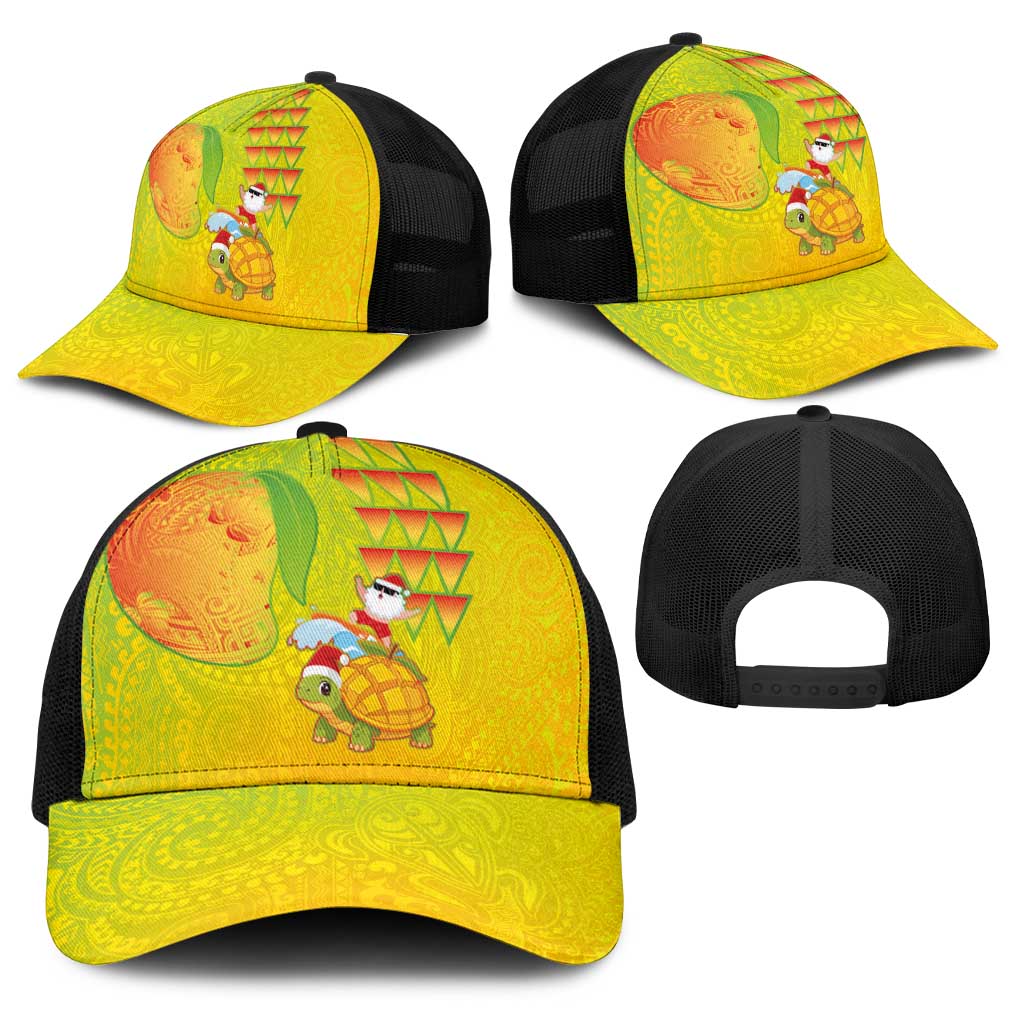 Hawaiian Mango Mele Kalikimaka Baseball Net Cap Santa Claus Surfing with Mango Christmas Turtle LT03 - Polynesian Pride