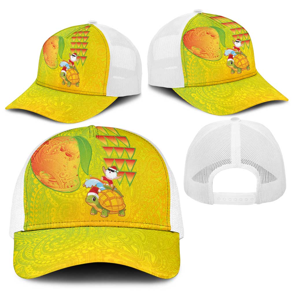 Hawaiian Mango Mele Kalikimaka Baseball Net Cap Santa Claus Surfing with Mango Christmas Turtle LT03 - Polynesian Pride