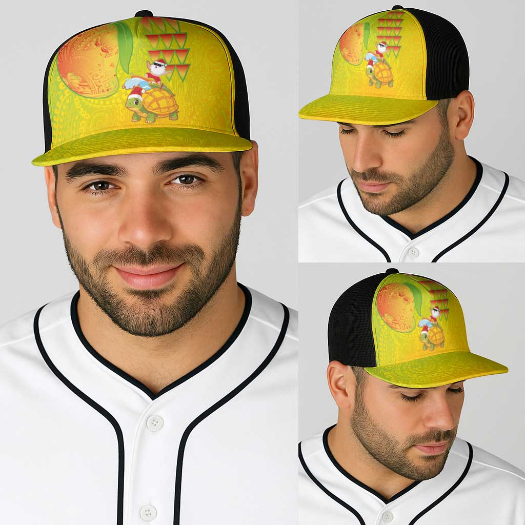 Hawaiian Mango Mele Kalikimaka Baseball Net Cap Santa Claus Surfing with Mango Christmas Turtle LT03 - Polynesian Pride