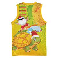 Hawaiian Mango Mele Kalikimaka Basketball Jersey Santa Claus Surfing with Turtle Mango Christmas LT03 - Polynesian Pride