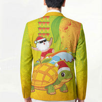 Hawaiian Mango Mele Kalikimaka Blazer Santa Claus Surfing with Turtle Mango Christmas LT03 - Polynesian Pride