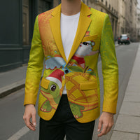 Hawaiian Mango Mele Kalikimaka Blazer Santa Claus Surfing with Turtle Mango Christmas LT03 - Polynesian Pride