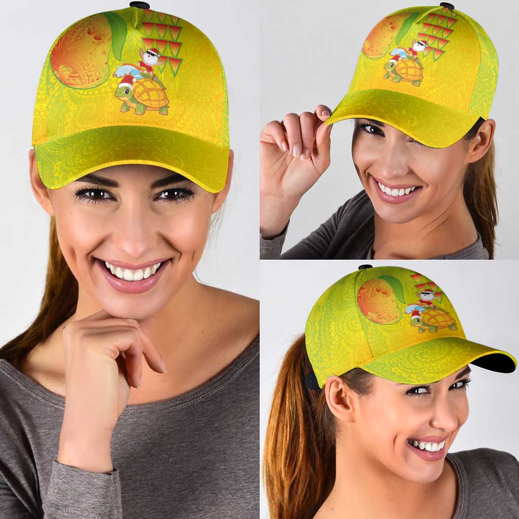 Hawaiian Mango Mele Kalikimaka Classic Cap Santa Claus Surfing with Mango Christmas Turtle LT03 - Polynesian Pride