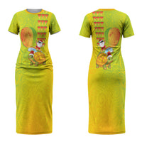 Hawaiian Mango Mele Kalikimaka Couples Matching Short Sleeve Bodycon Dress and Long Sleeve Button Shirt Santa Claus Surfing with Turtle Mango Christmas LT03 - Polynesian Pride