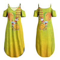 Hawaiian Mango Mele Kalikimaka Couples Matching Summer Maxi Dress and Hawaiian Shirt Santa Claus Surfing with Turtle Mango Christmas LT03 - Polynesian Pride