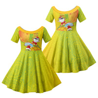 Hawaiian Mango Mele Kalikimaka Family Matching Puletasi and Hawaiian Shirt Santa Claus Surfing with Turtle Mango Christmas LT03 Daughter's Dress Multicolor - Polynesian Pride