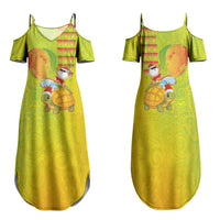 Hawaiian Mango Mele Kalikimaka Family Matching Summer Maxi Dress and Hawaiian Shirt Santa Claus Surfing with Turtle Mango Christmas LT03 Mom's Dress Multicolor - Polynesian Pride