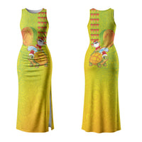 Hawaiian Mango Mele Kalikimaka Family Matching Tank Maxi Dress and Hawaiian Shirt Santa Claus Surfing with Turtle Mango Christmas LT03 Mom's Dress Multicolor - Polynesian Pride