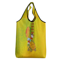 Hawaiian Mango Mele Kalikimaka Grocery Bag Santa Claus Surfing with Turtle Mango Christmas LT03 - Polynesian Pride