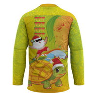 Hawaiian Mango Mele Kalikimaka Hockey Jersey Santa Claus Surfing with Turtle Mango Christmas LT03 - Polynesian Pride