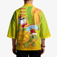 Hawaiian Mango Mele Kalikimaka Kimono Santa Claus Surfing with Turtle Mango Christmas LT03 - Polynesian Pride