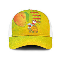 Hawaiian Mango Mele Kalikimaka Mesh Trucker Cap Santa Claus Surfing with Mango Christmas Turtle LT03 One Size White Multicolor - Polynesian Pride