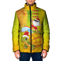Hawaiian Mango Mele Kalikimaka Padded Jacket Santa Claus Surfing with Turtle Mango Christmas LT03 Men Multicolor - Polynesian Pride