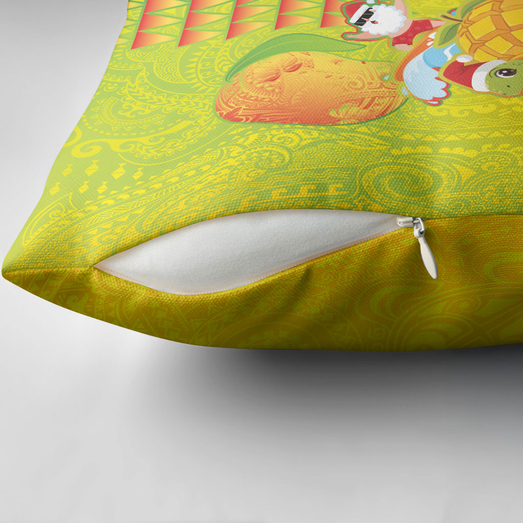 Hawaiian Mango Mele Kalikimaka Pillow Cover Santa Claus Surfing with Turtle Mango Christmas LT03 - Polynesian Pride