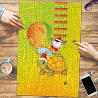 Hawaiian Mango Mele Kalikimaka Puzzle Santa Claus Surfing with Turtle Mango Christmas LT03 Multicolor - Polynesian Pride