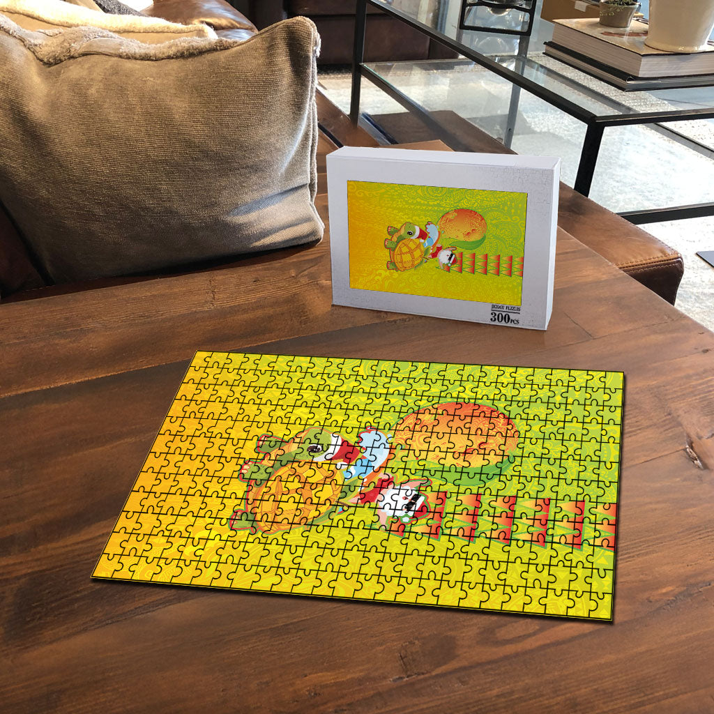Hawaiian Mango Mele Kalikimaka Puzzle Santa Claus Surfing with Turtle Mango Christmas LT03 - Polynesian Pride