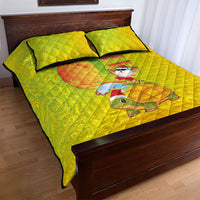 Hawaiian Mango Mele Kalikimaka Quilt Bed Set Santa Claus Surfing with Turtle Mango Christmas LT03 - Polynesian Pride