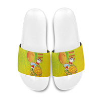 Hawaiian Mango Mele Kalikimaka Slide Sandals Santa Claus Surfing with Turtle Mango Christmas LT03 Multicolor - Polynesian Pride