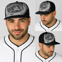 Hawaiian Turtle and Shark Baseball Net Cap Kakau Tribal with Polynesian Pattern Black Color LT03 - Polynesian Pride
