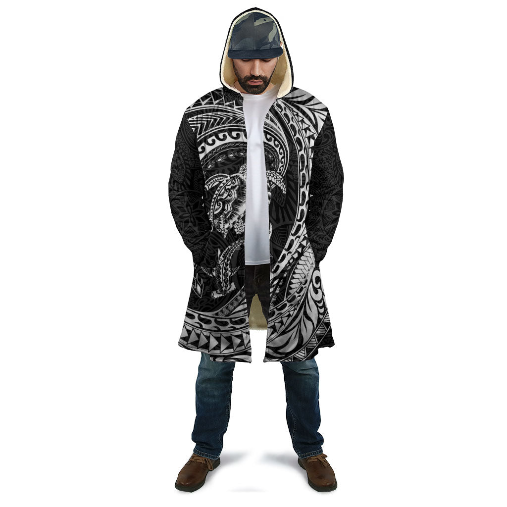 Hawaiian Turtle and Shark Cloak Kakau Tribal with Polynesian Pattern Black Color LT03 - Polynesian Pride