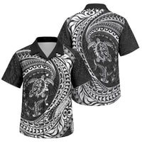 Hawaiian Turtle and Shark Family Matching Mermaid Dress and Hawaiian Shirt Kakau Tribal with Polynesian Pattern Black Color LT03 Son's Shirt Black - Polynesian Pride