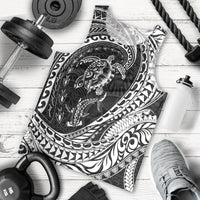 Hawaiian Turtle and Shark Men Tank Top Kakau Tribal with Polynesian Pattern Black Color LT03 - Polynesian Pride