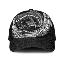 Hawaiian Turtle and Shark Mesh Trucker Cap Kakau Tribal with Polynesian Pattern Black Color LT03 One Size Black Black - Polynesian Pride